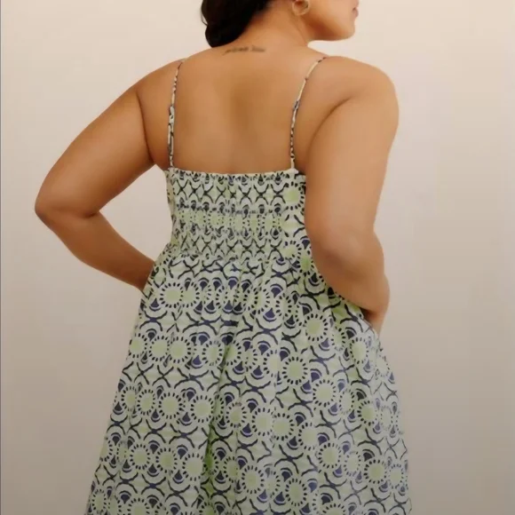 Anthropologie Maeve Blue, Green and White Mini Dress - Picture 3 of 14